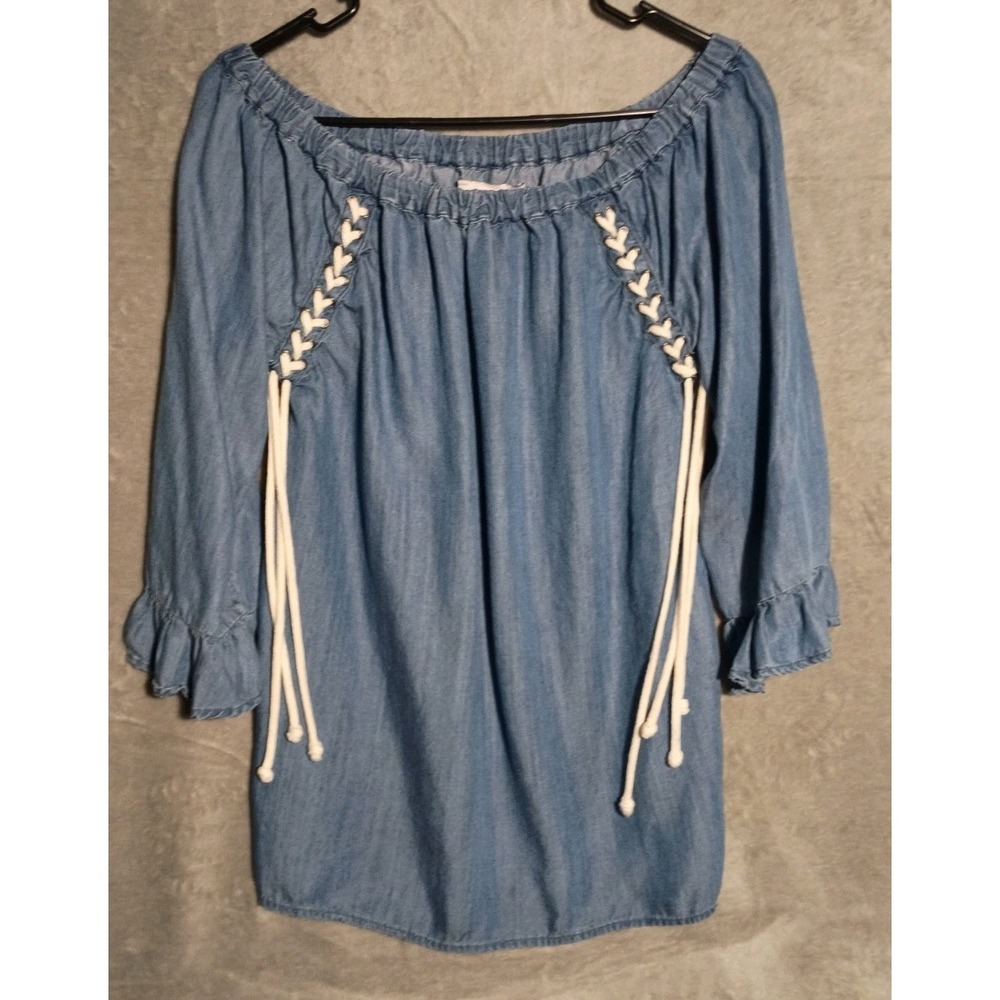 Billy T‎ Chambray Lace Up Tunic size XS Blue